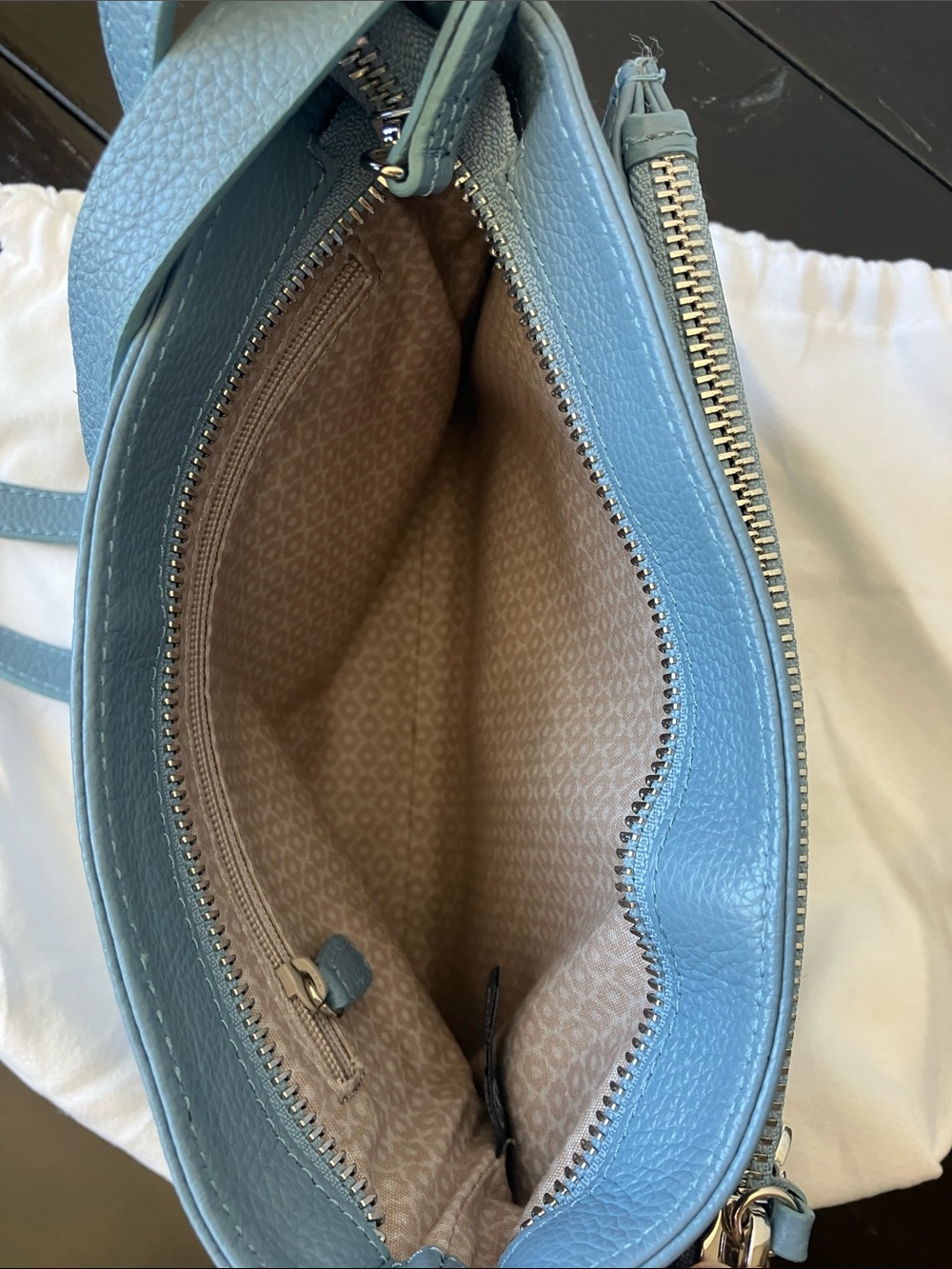 BRIGHTON Barbados City Organizer Blue Pebble Leather Heart-Adorned Tassel NWOT - Picture 5 of 13